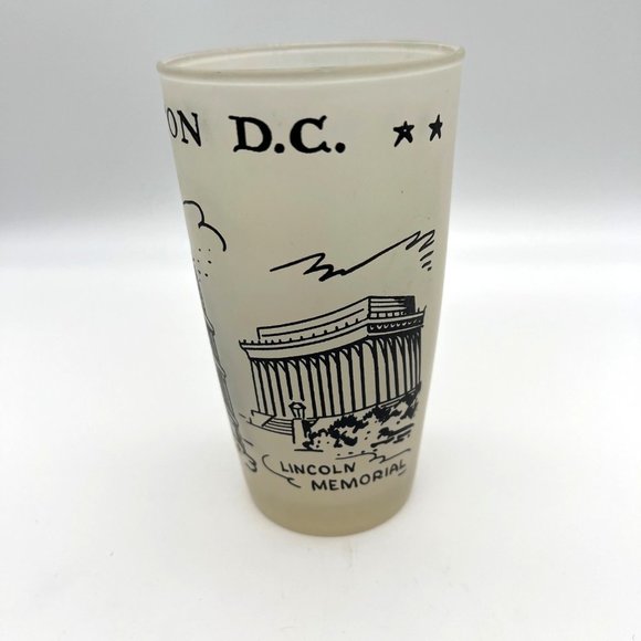 Vintage Washington DC Souvenir Glass Tumbler - Points of Interest - 5" Tall - Picture 2 of 5